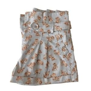 Waggon Paris Women’s Pastel Blue Floral Zip Up Shorts